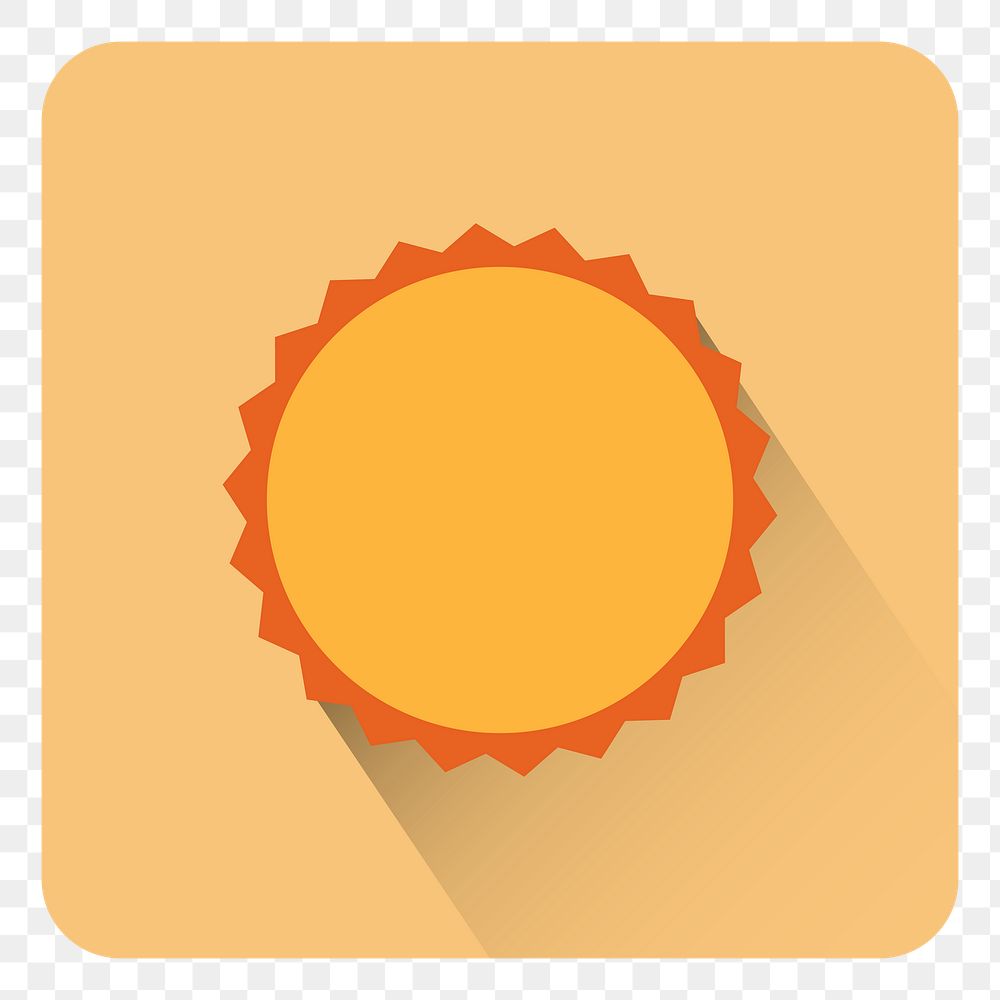 Png orange sun icon, transparent background