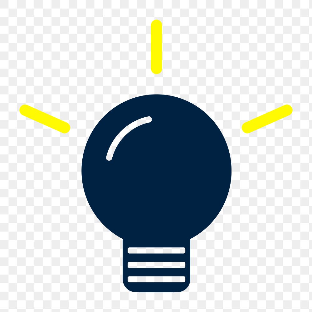 Light bulb icon png,  transparent background 