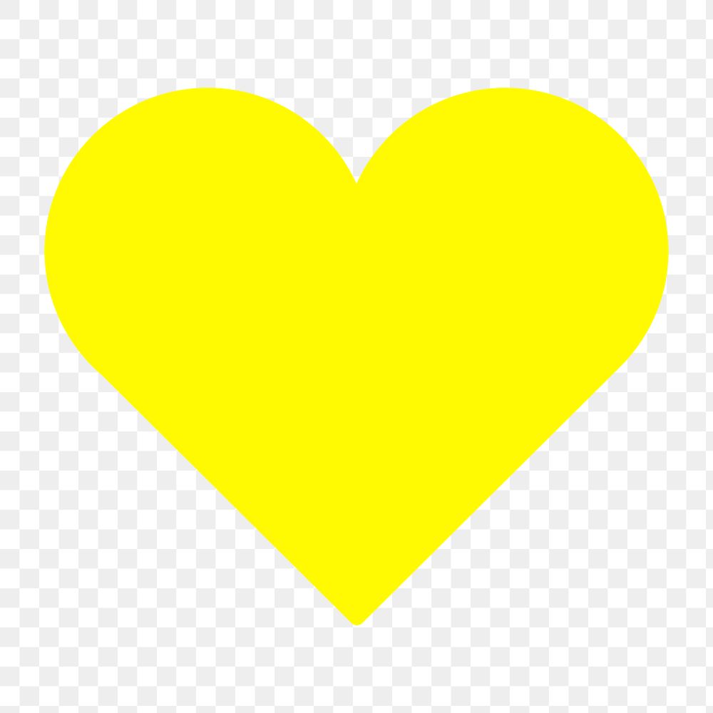 Yellow heart shape icon png,  transparent background 