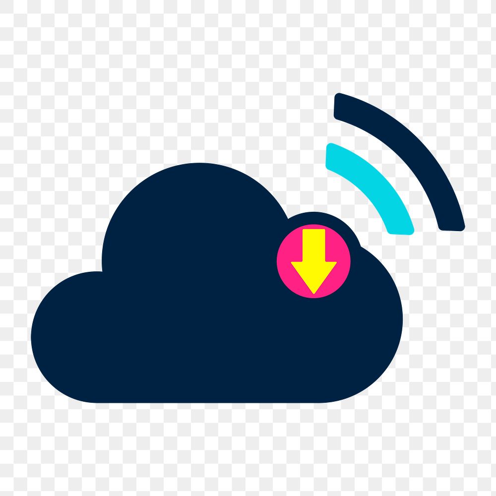 Cloud download icon png, transparent background 