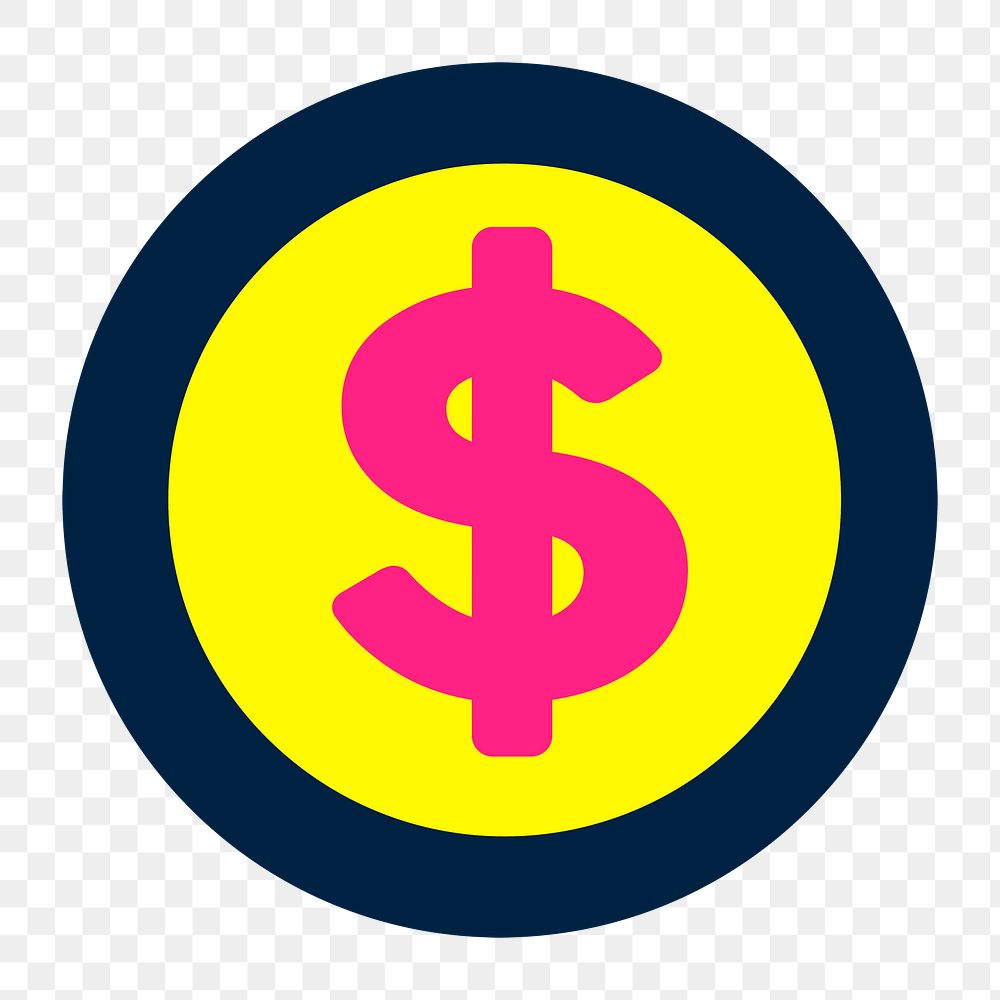 Dollar currency badge icon png,  transparent background 