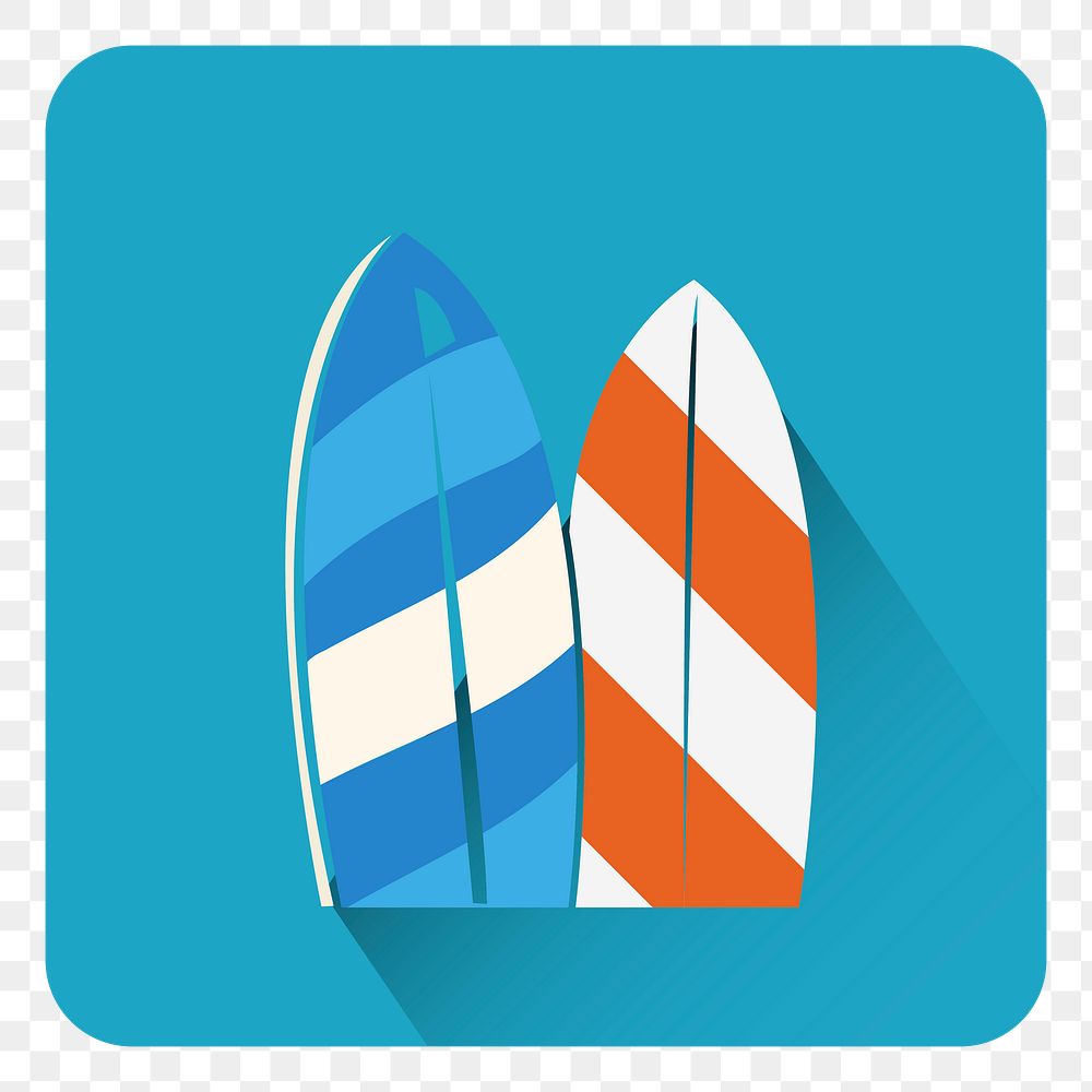Png striped surfboards icon, transparent background