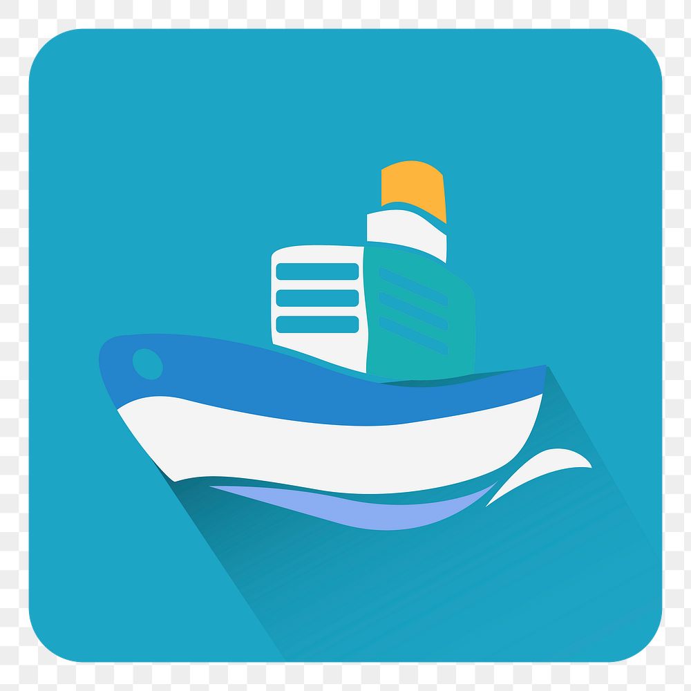 Png blue ship icon, transparent background