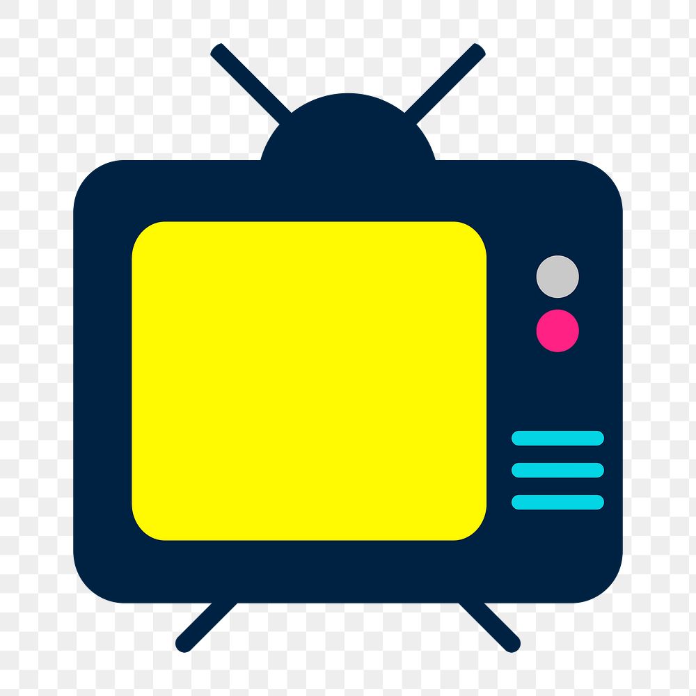 Retro tv icon png, colorful design on  transparent background 