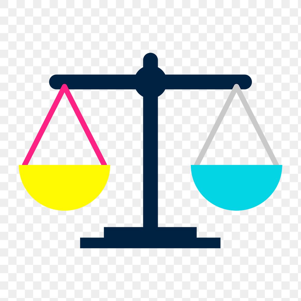 Justice scales icon png, transparent background 