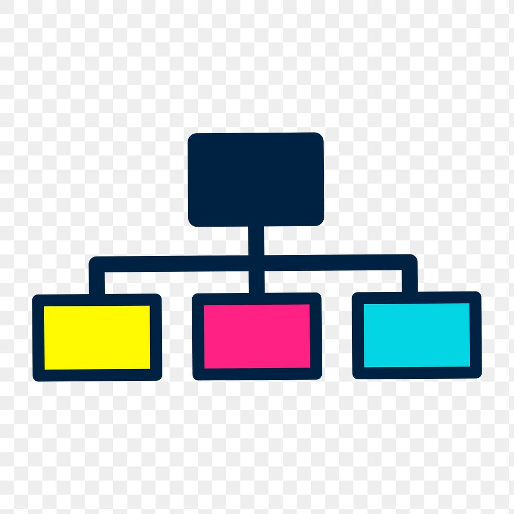 Business team structure icon png,  transparent background 