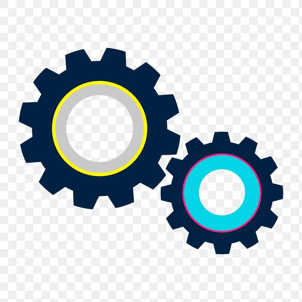 Png vibrant gears icon, transparent background