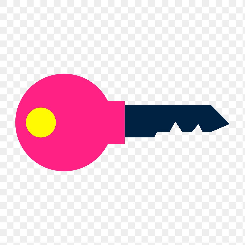 Png pink key icon, transparent background