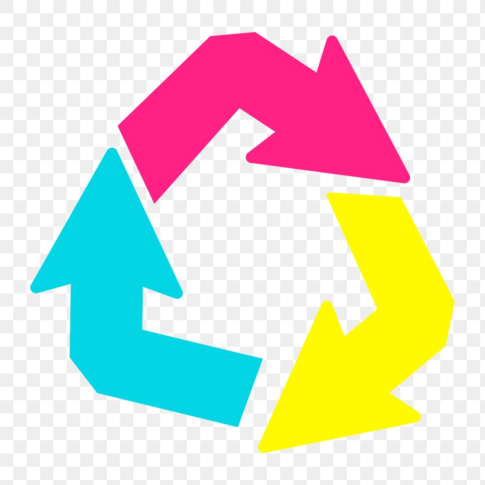 Png vibrant recycle sign icon, transparent background