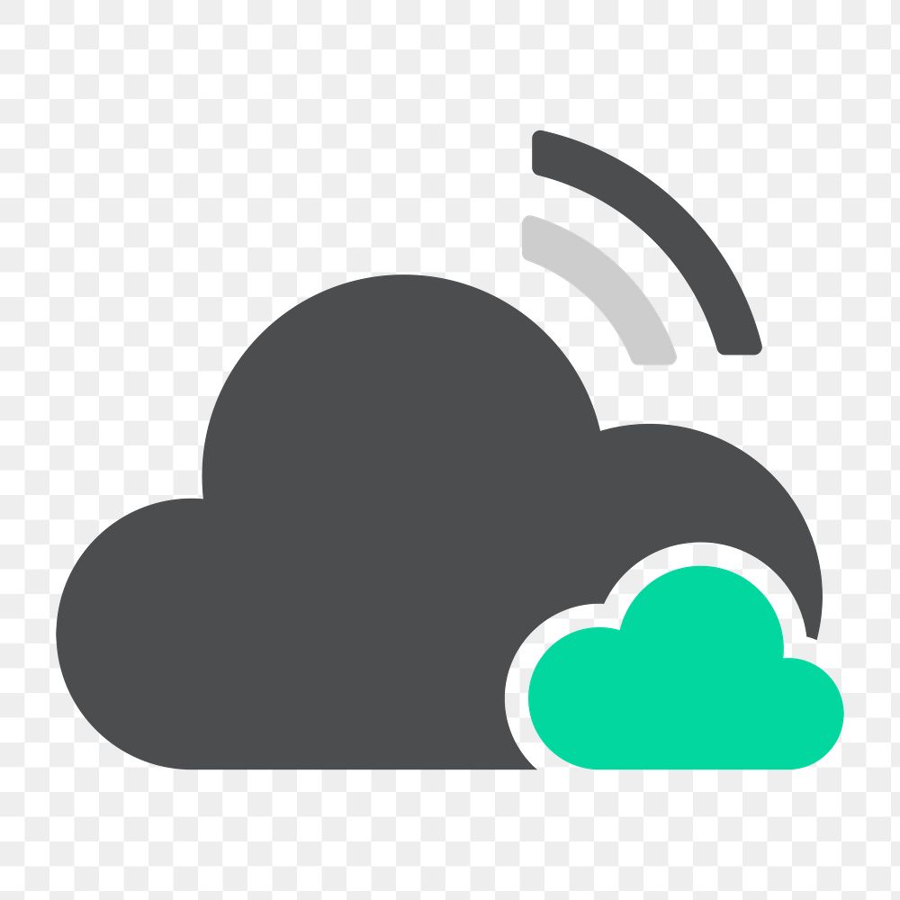 Png cloud storage icon, transparent background