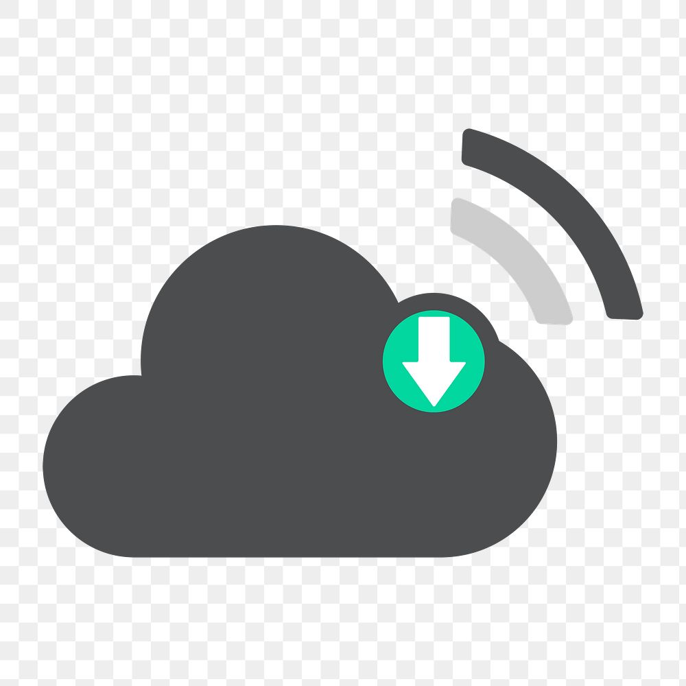 Png cloud download icon, transparent background