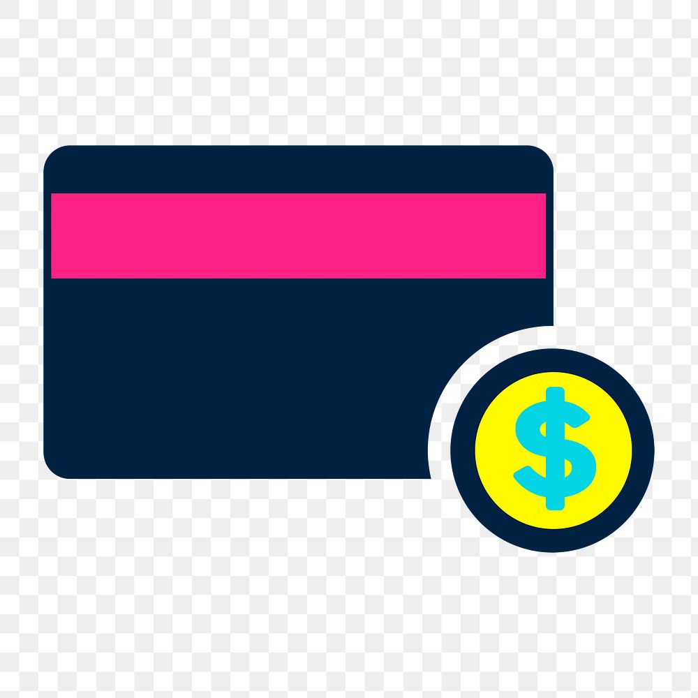 Credit card icon png, financial illustration on  transparent background 