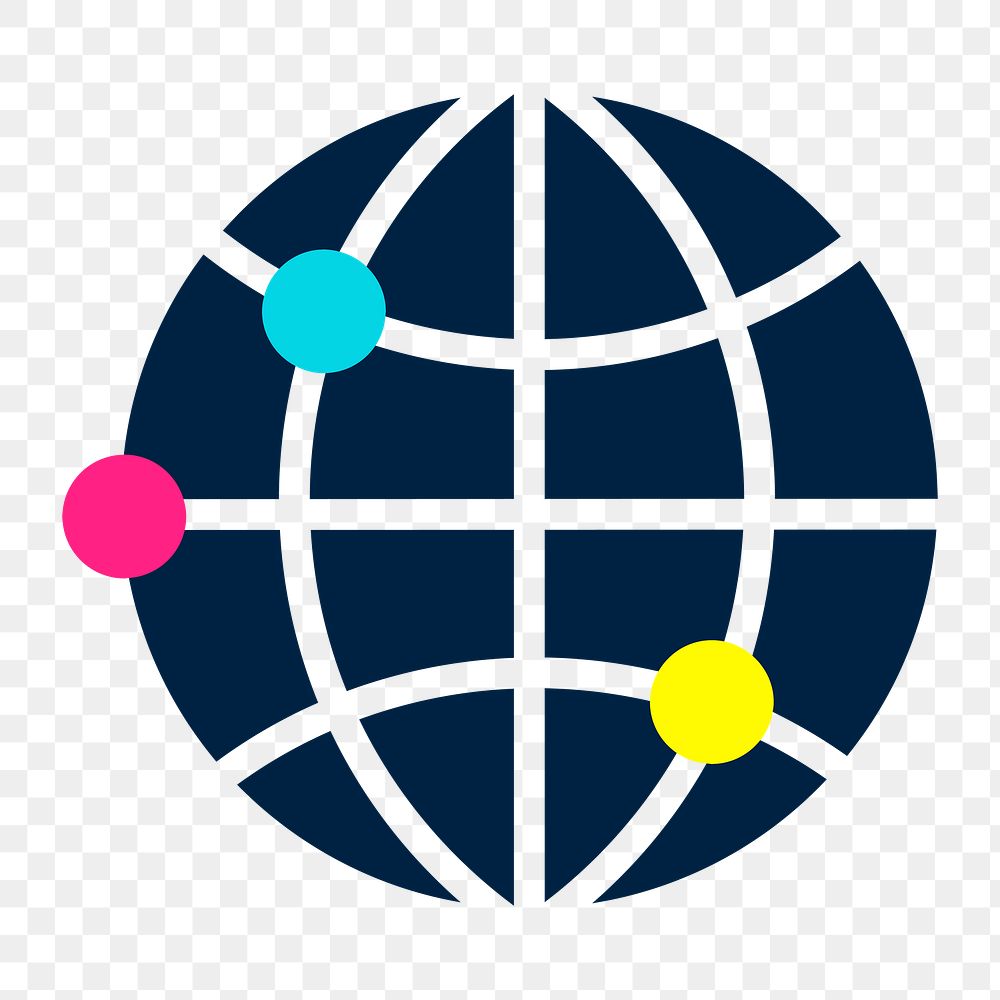 Global connection icon png,  transparent background 