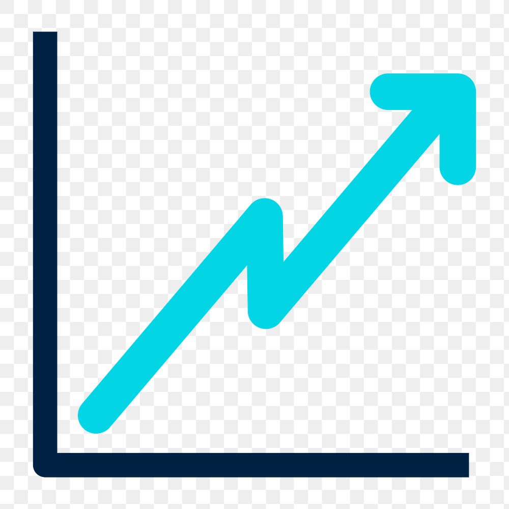 Png increasing arrow chart, business growth illustration on  transparent background 