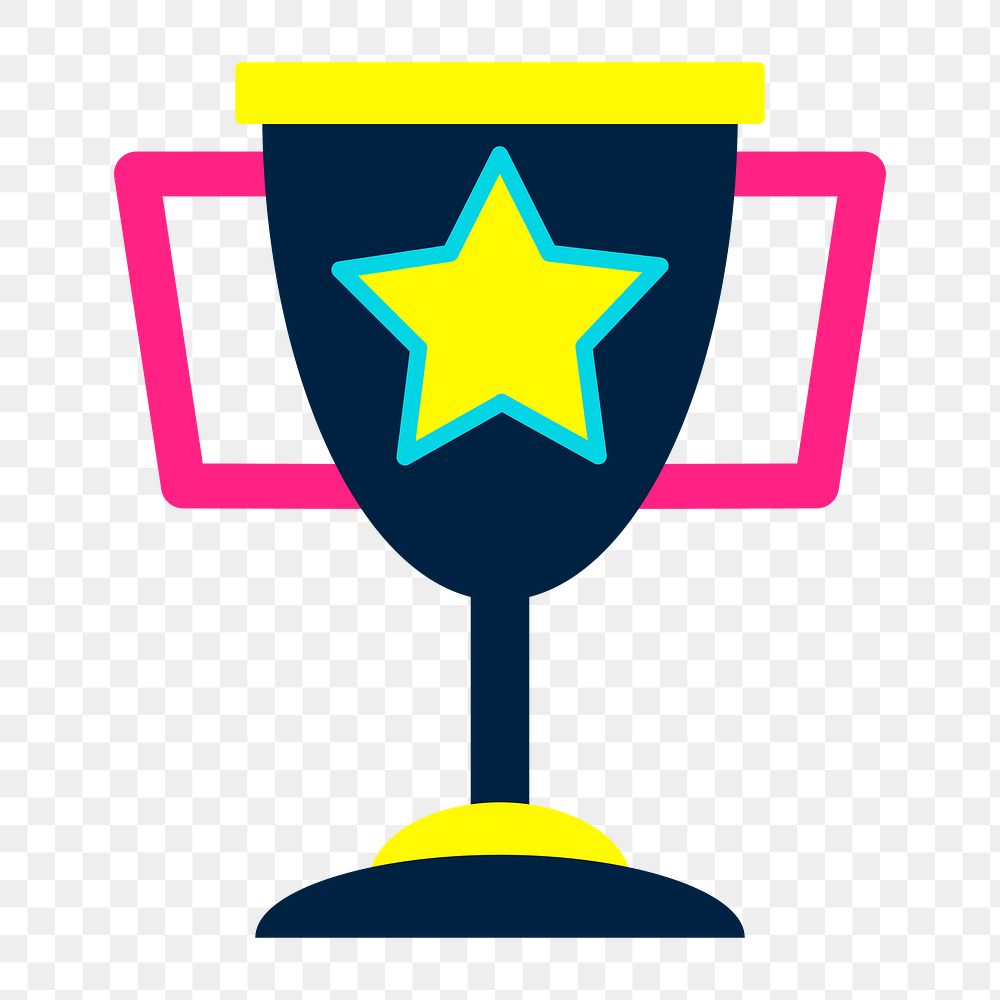 Winning trophy icon png, award illustration on transparent background 