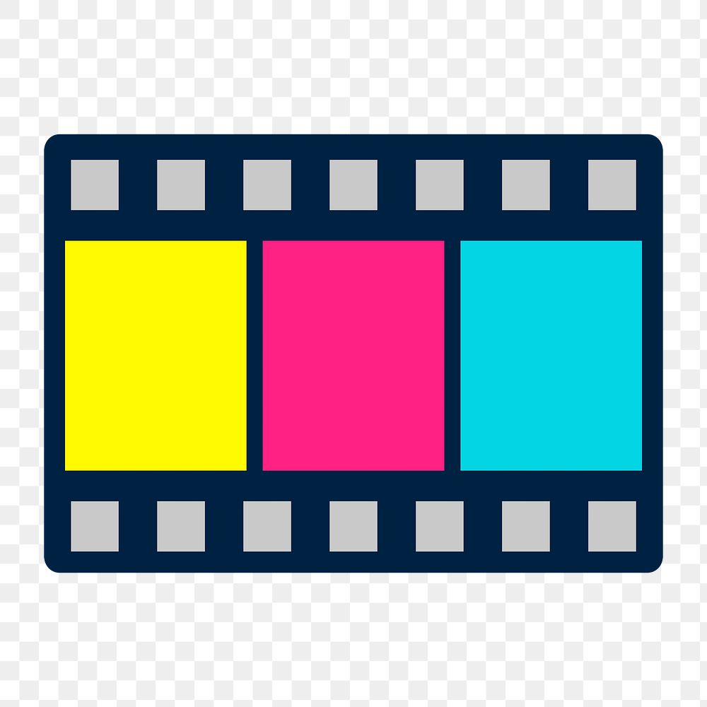 Png vibrant film strip icon, transparent background