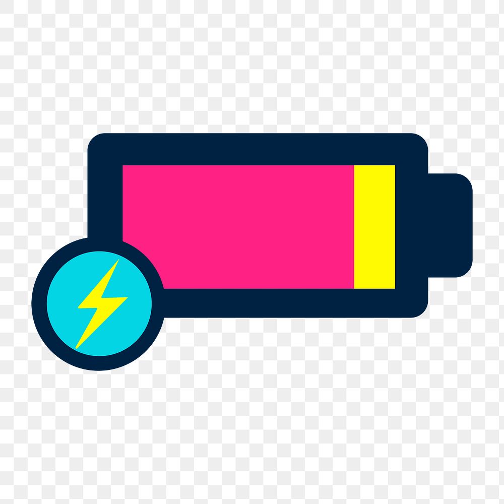 Charging battery icon png,  transparent background 
