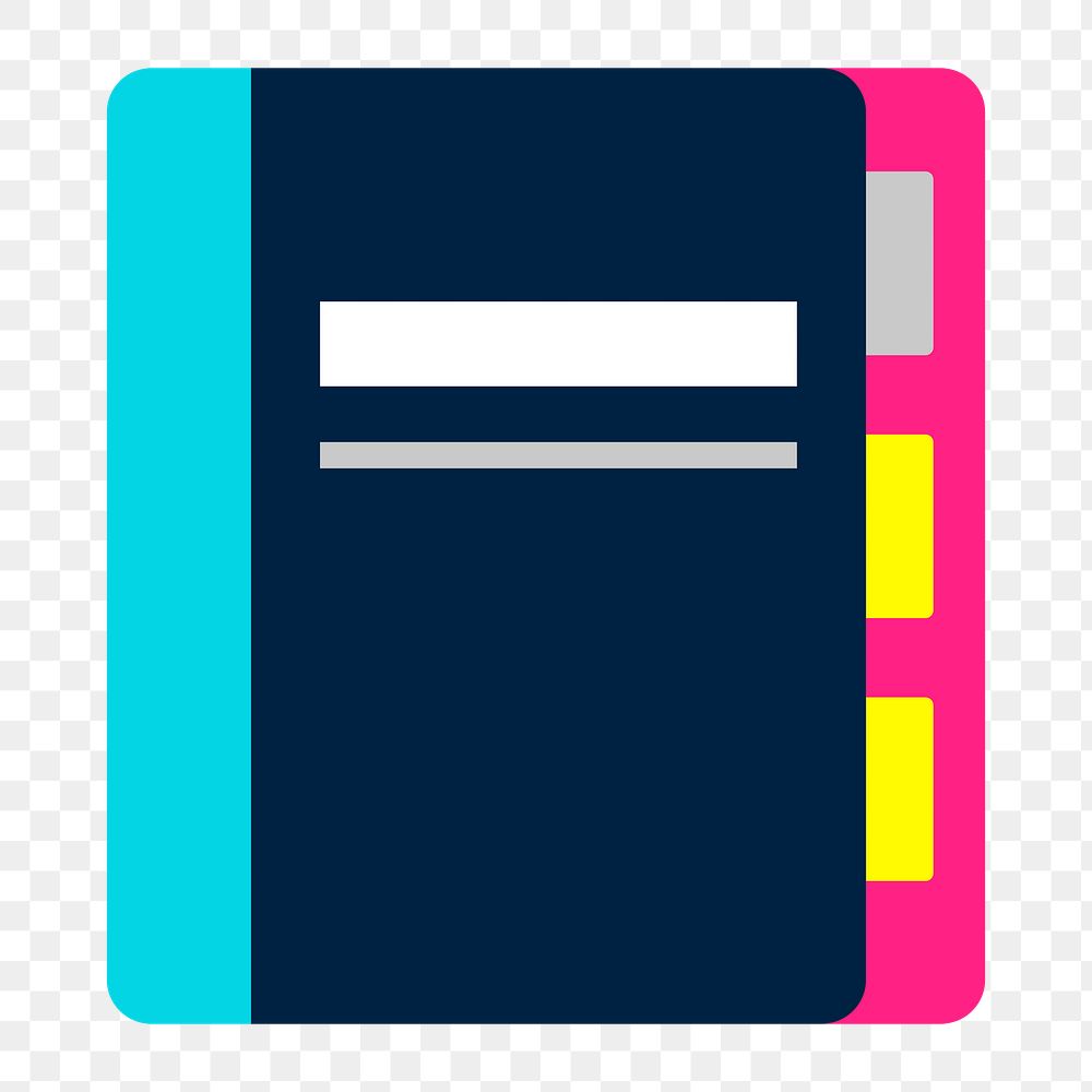 Png vibrant notebook icon, transparent background