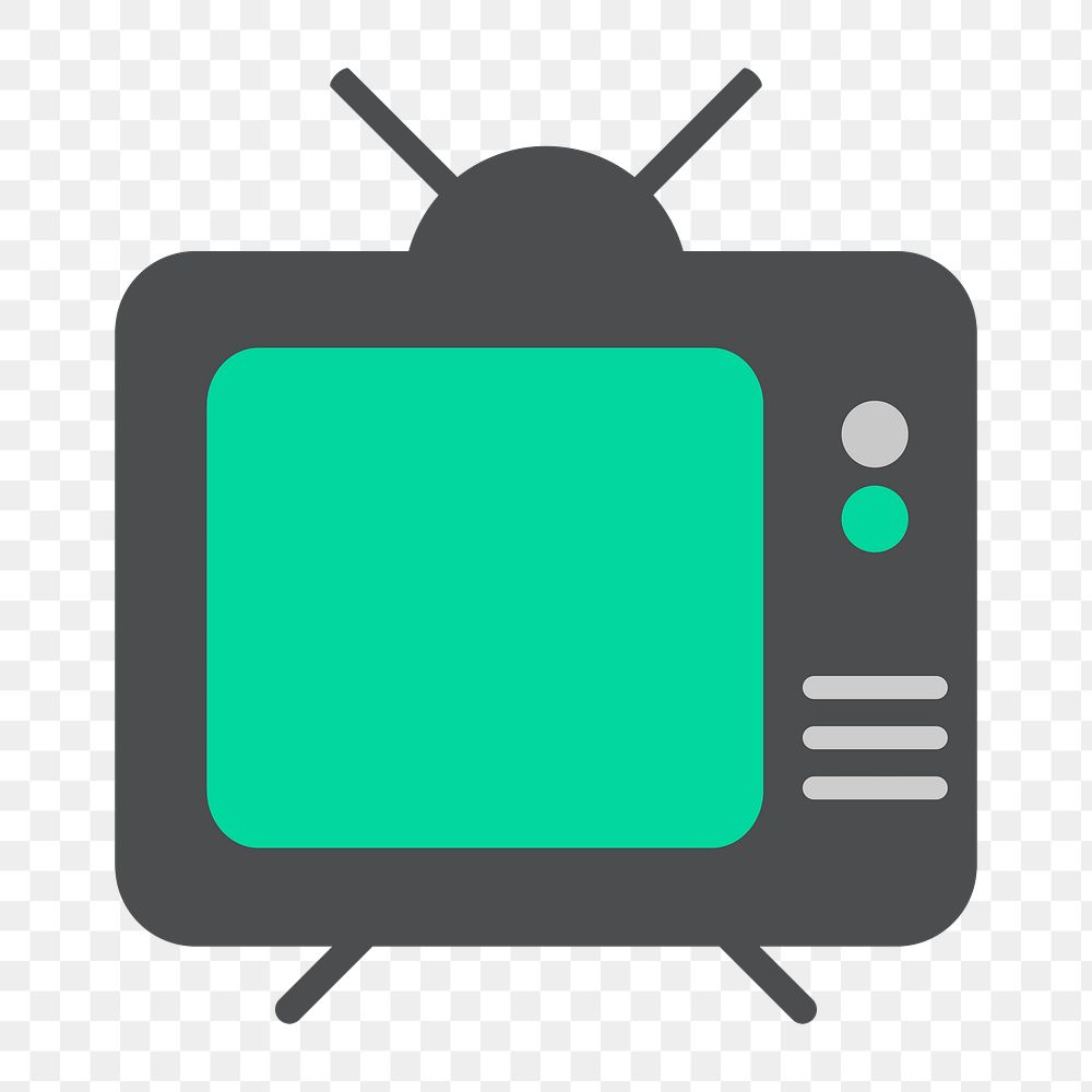 Png gray television icon, transparent background