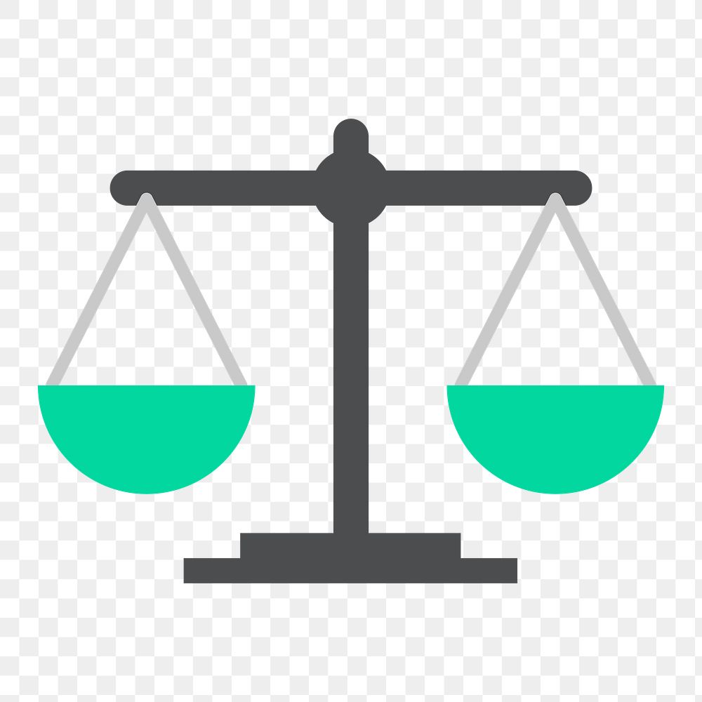 Shaker scales icon png, law concept illustration on transparent background 