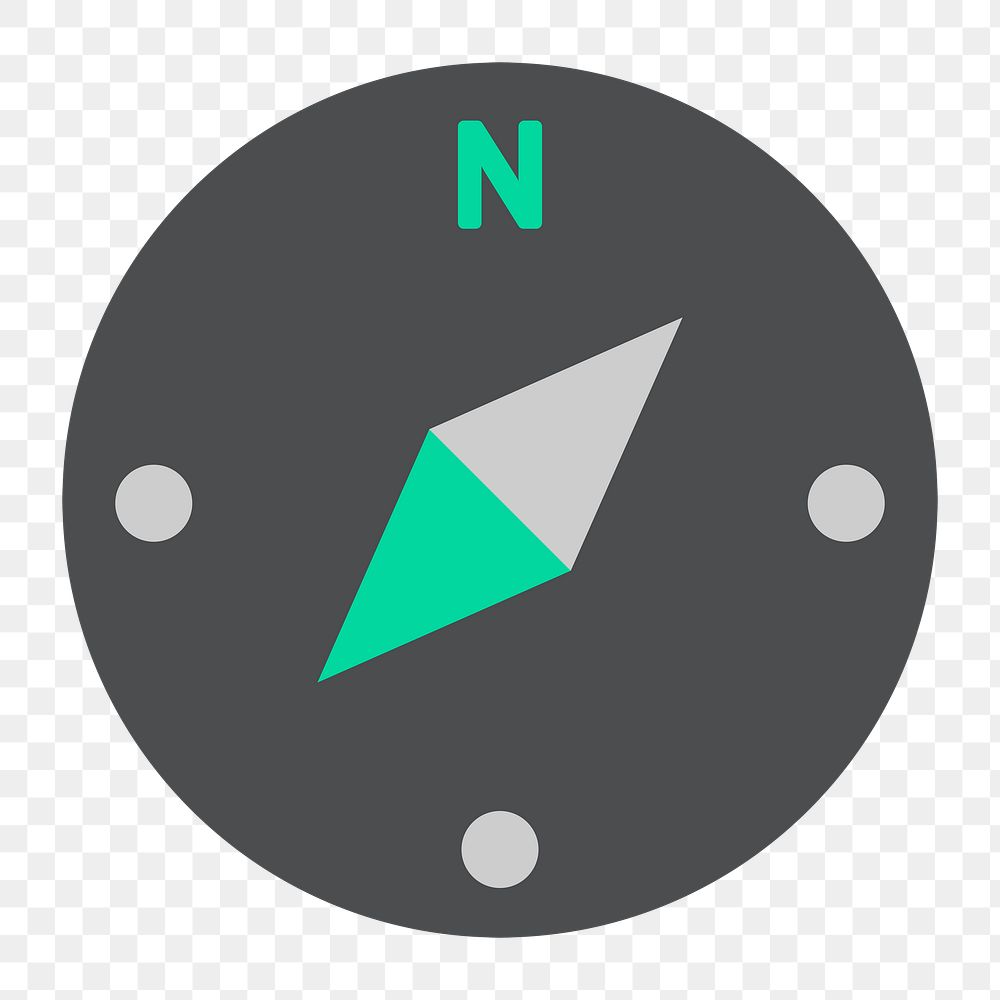 Png gray compass icon, transparent background