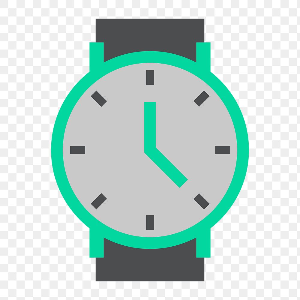 Png green watch icon, transparent background