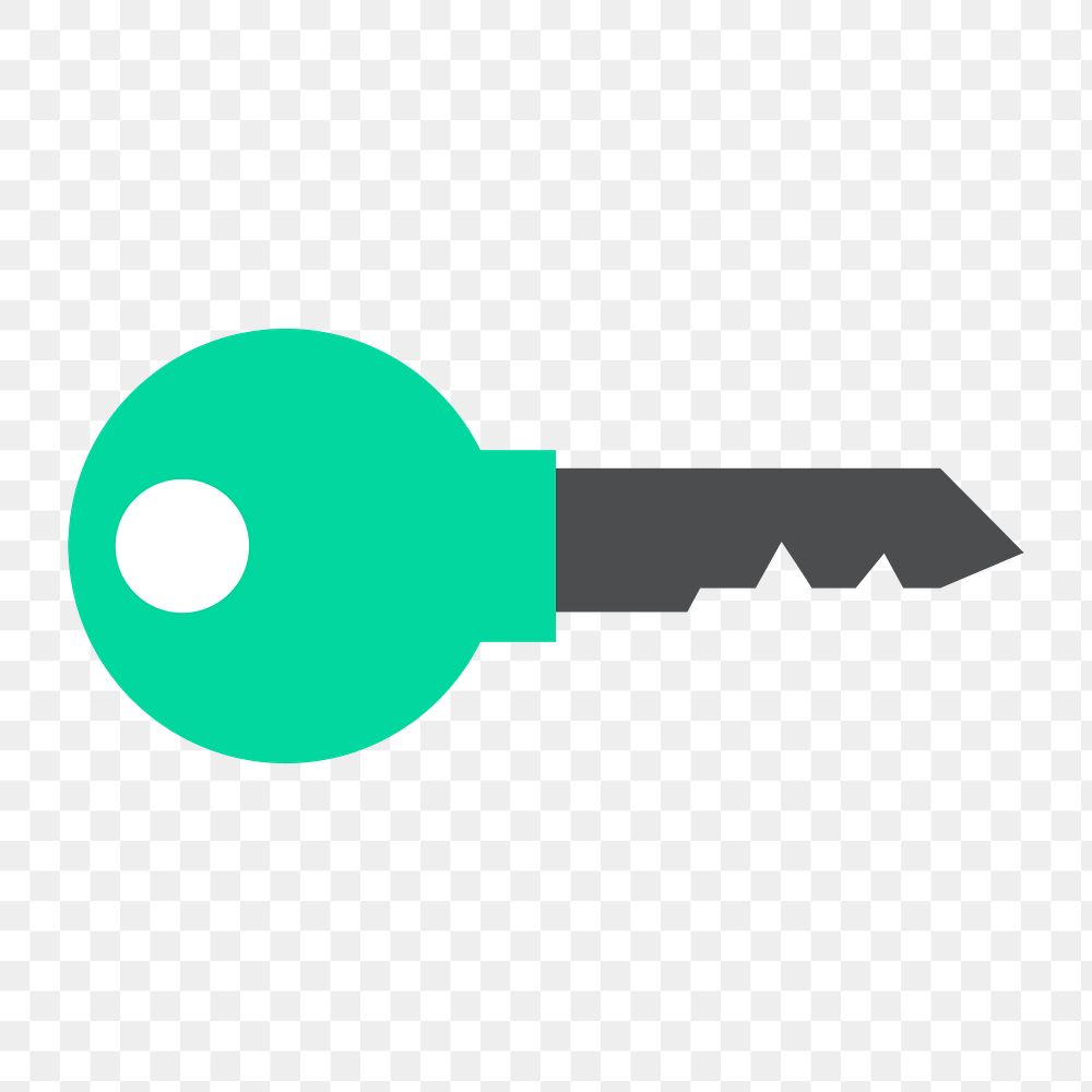 Png green key icon, transparent background