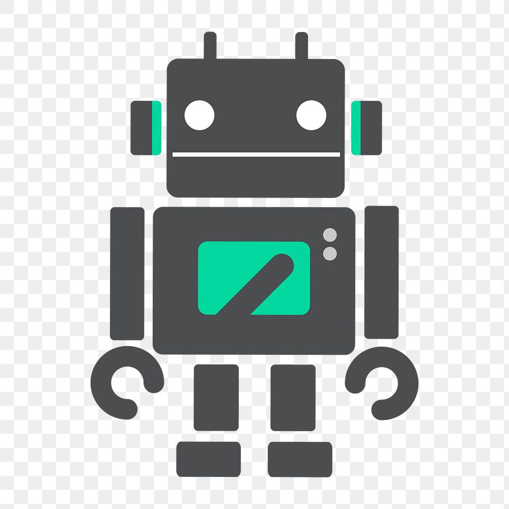 Png gray robot icon, transparent background