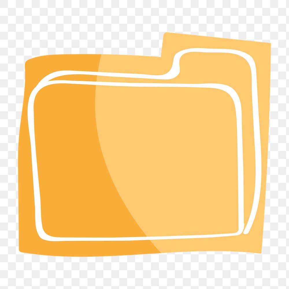 Png yellow folder hand drawn sticker, transparent background