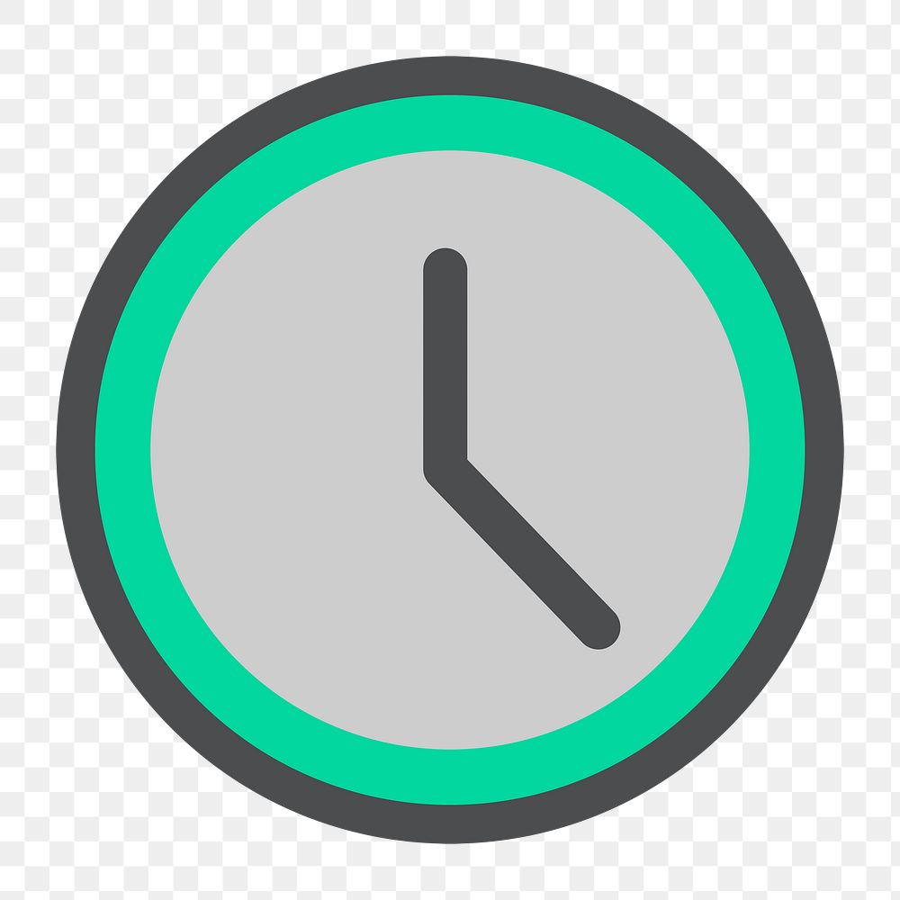 Png green clock icon, transparent background