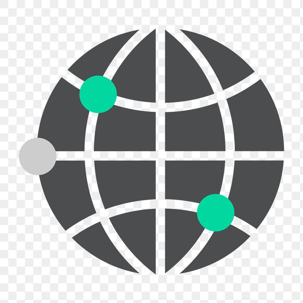 Png global connection icon, transparent background