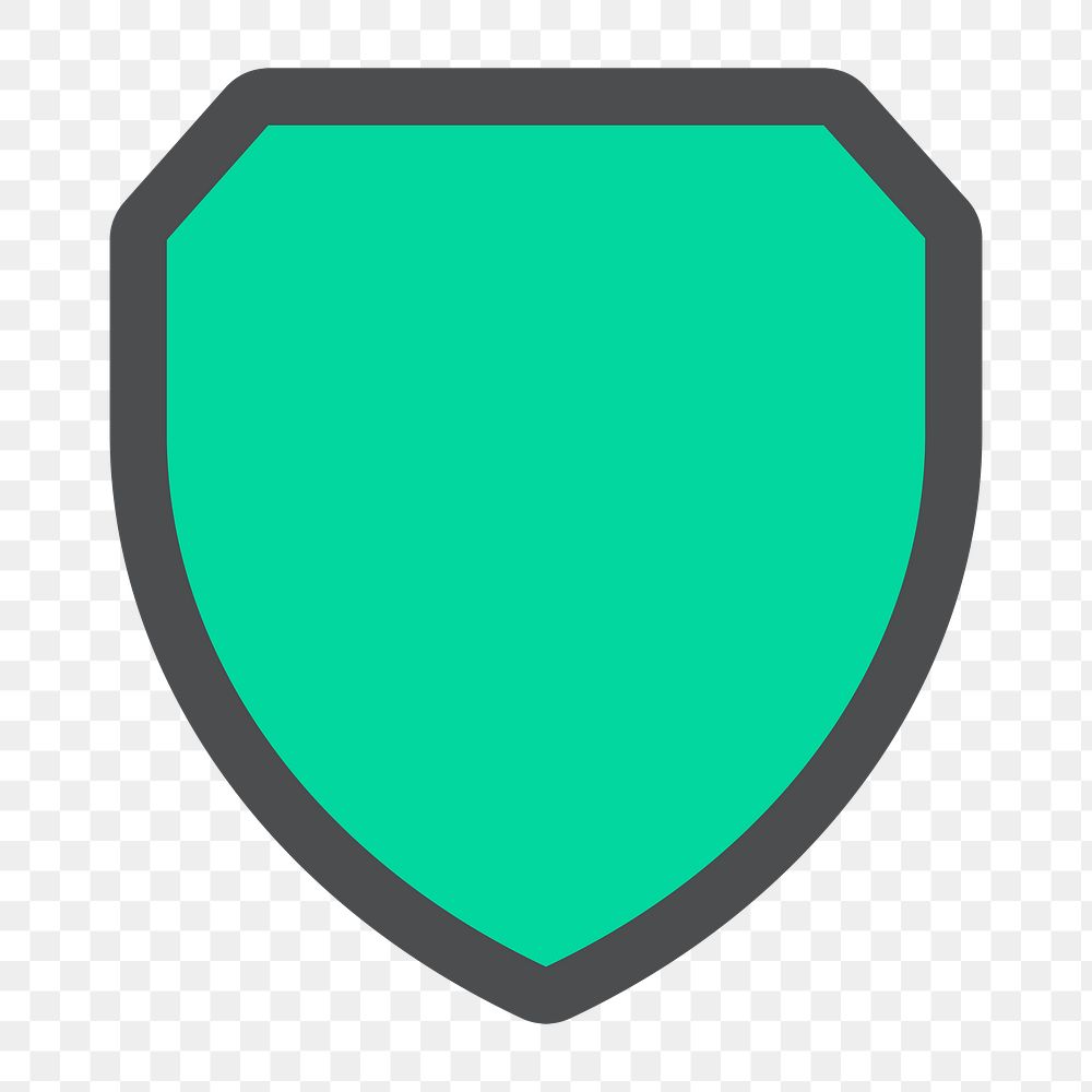 Png green protection shield icon, transparent background