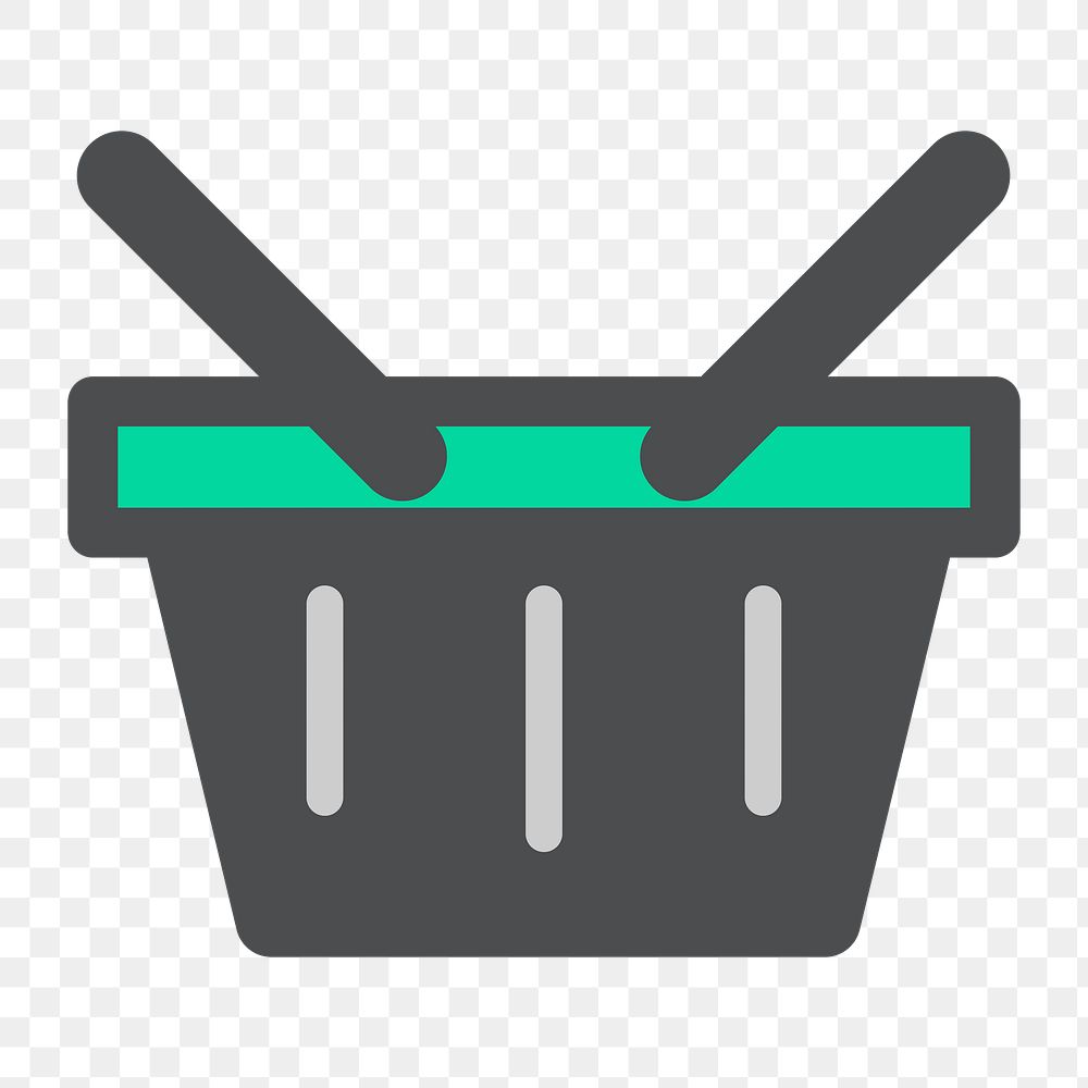 Png gray shopping basket icon, transparent background