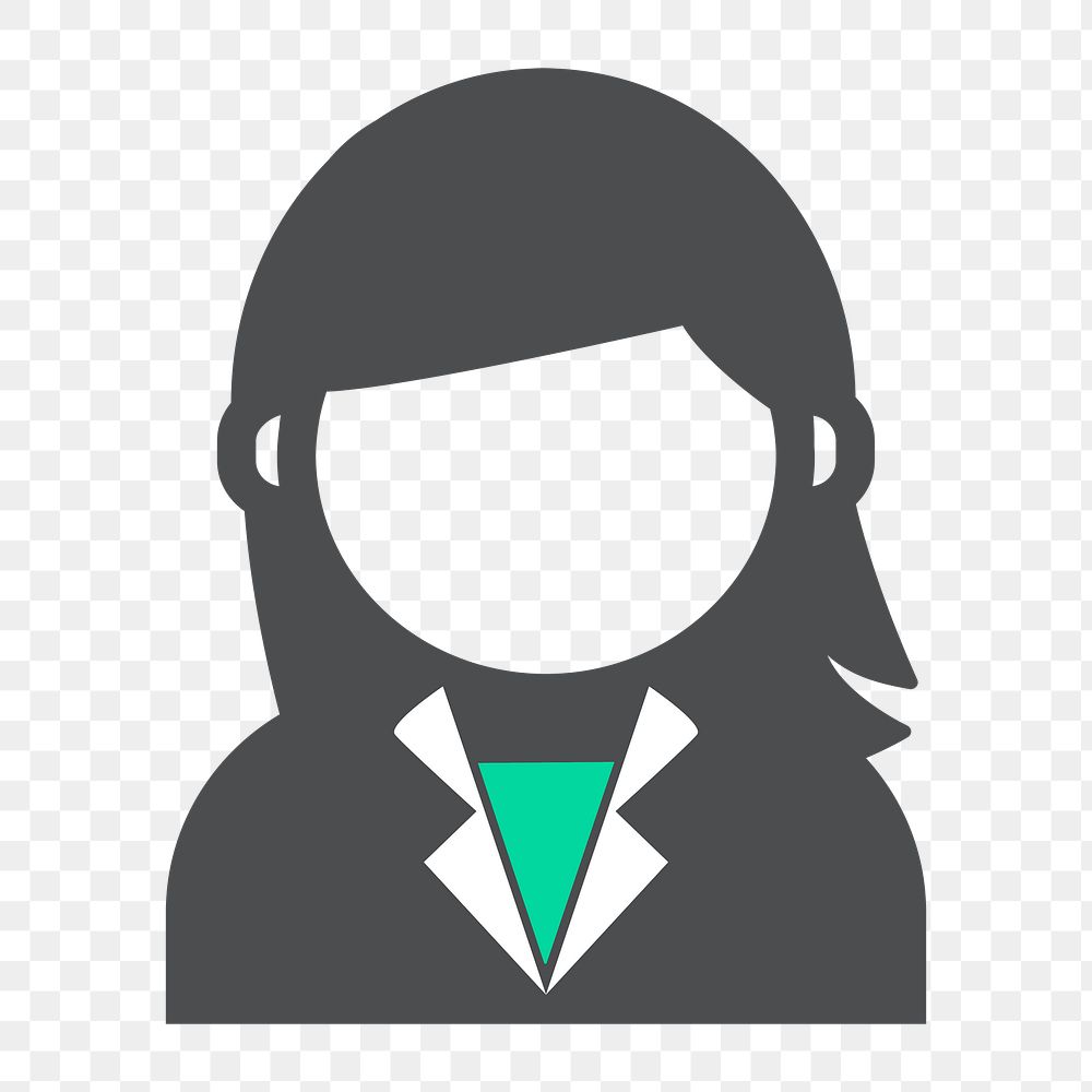 Png businesswoman avatar icon, transparent background
