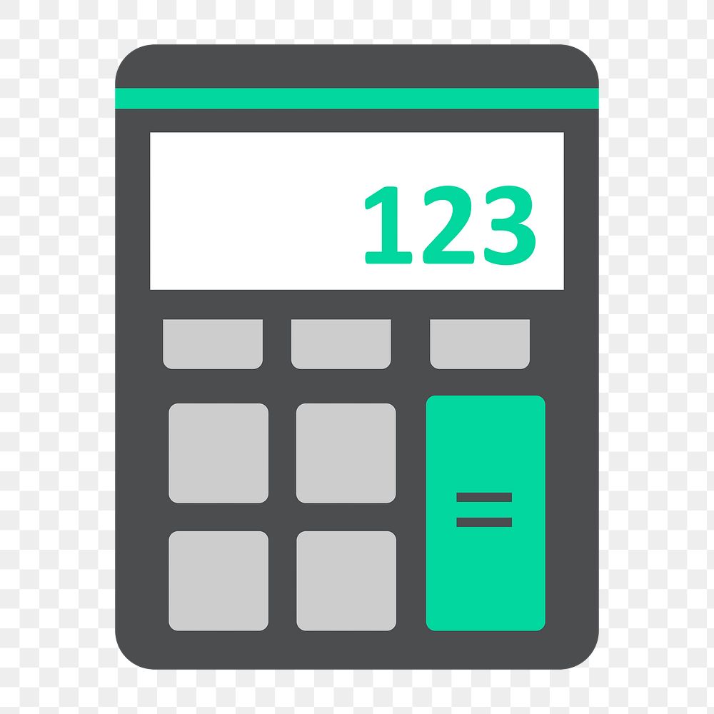 Png gray calculator icon, transparent background