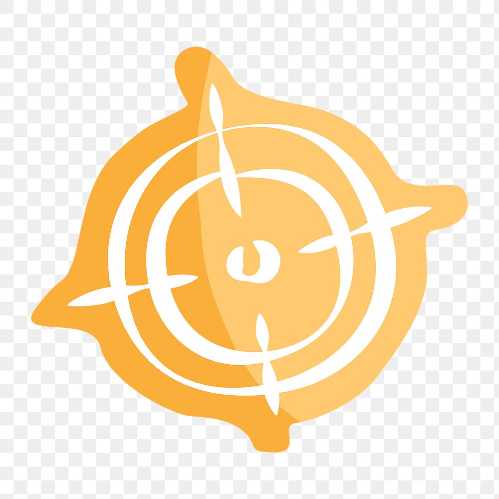 Png yellow shooting target hand drawn sticker, transparent background