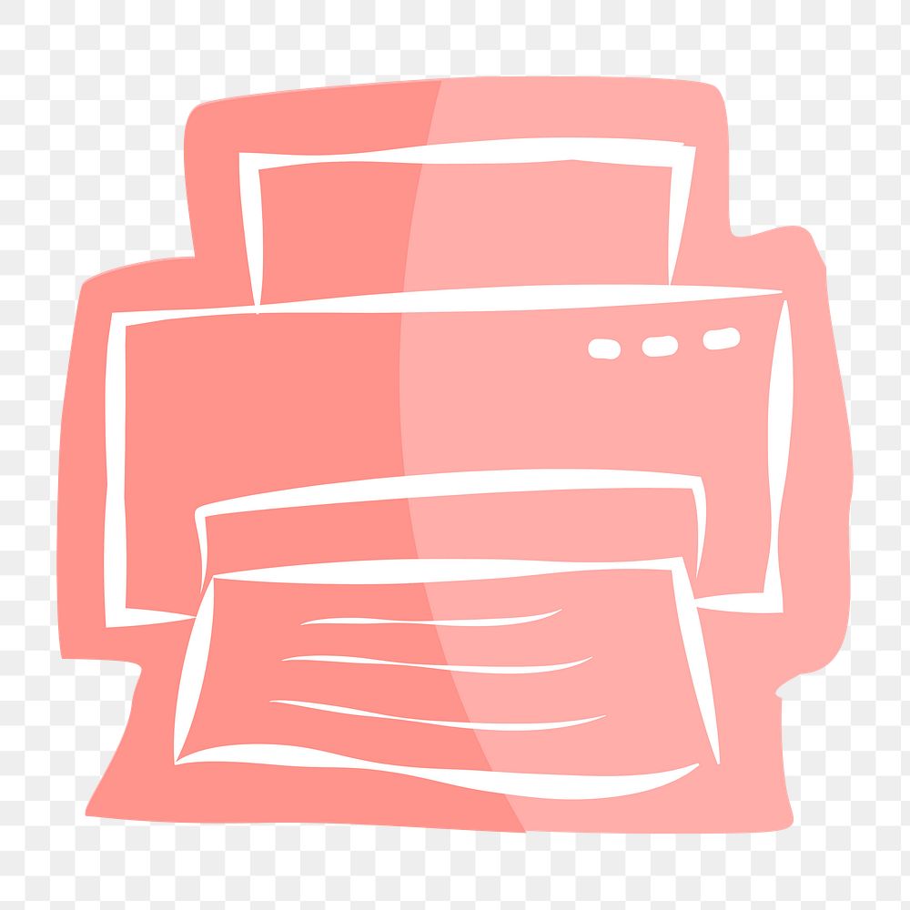 Png pink printer hand drawn sticker, transparent background
