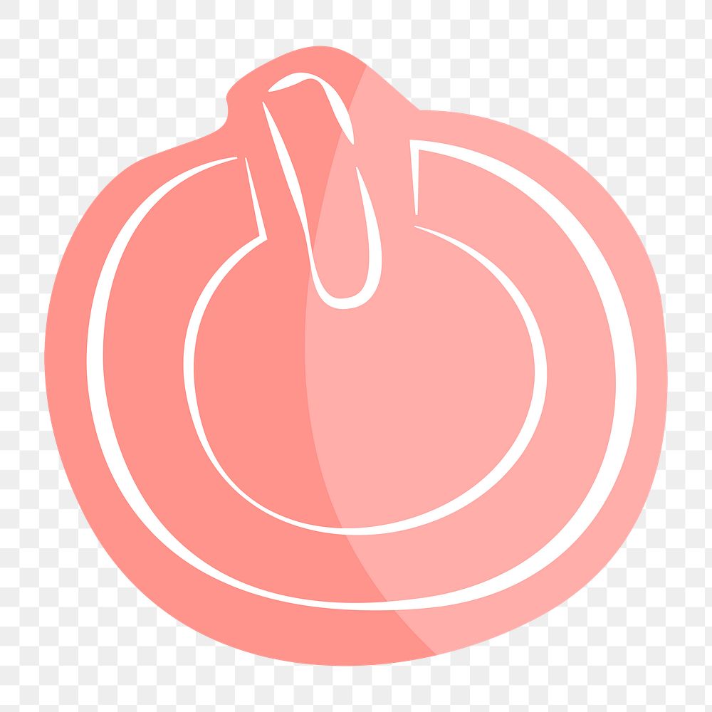 Png pink power button hand drawn sticker, transparent background
