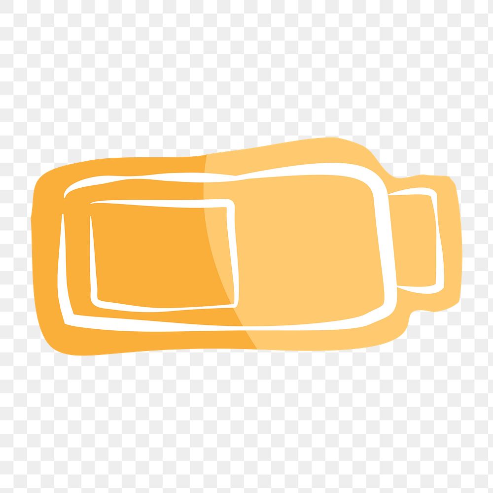 Png yellow USB drive hand drawn sticker, transparent background