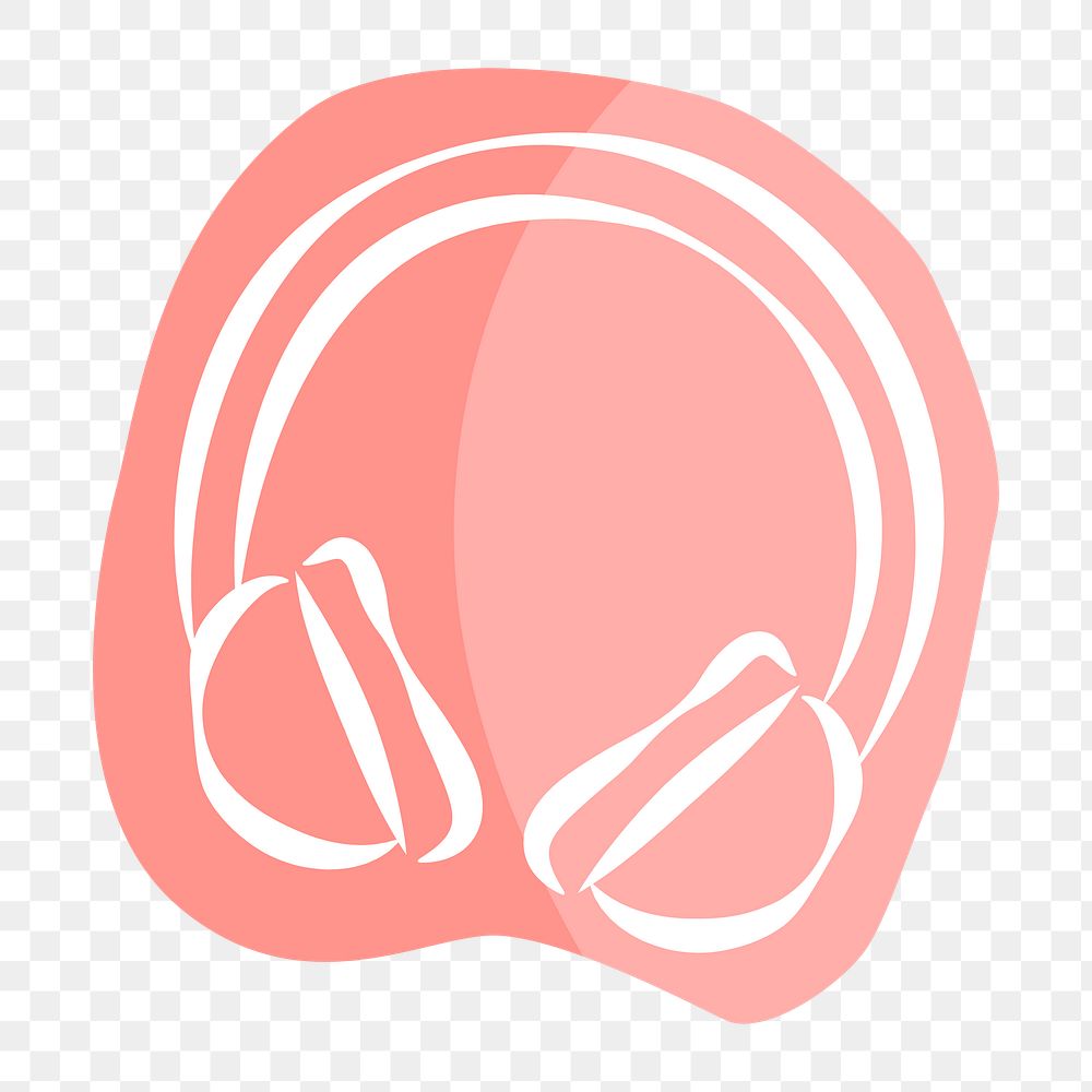 Png pink headphones hand drawn sticker, transparent background