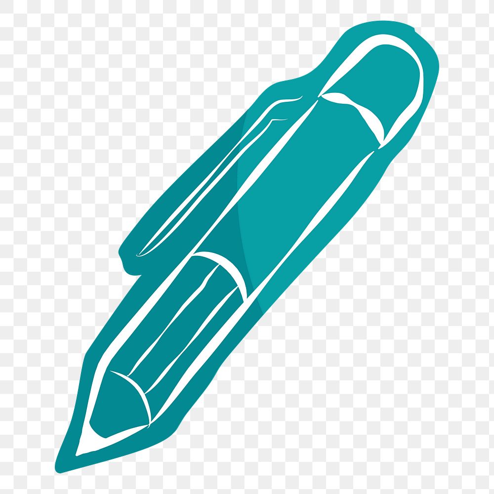 Png teal pencil hand drawn sticker, transparent background