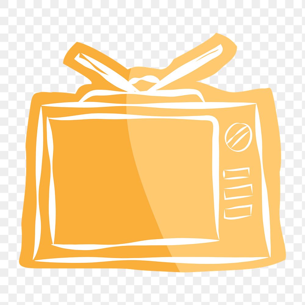 Png yellow television hand drawn sticker, transparent background