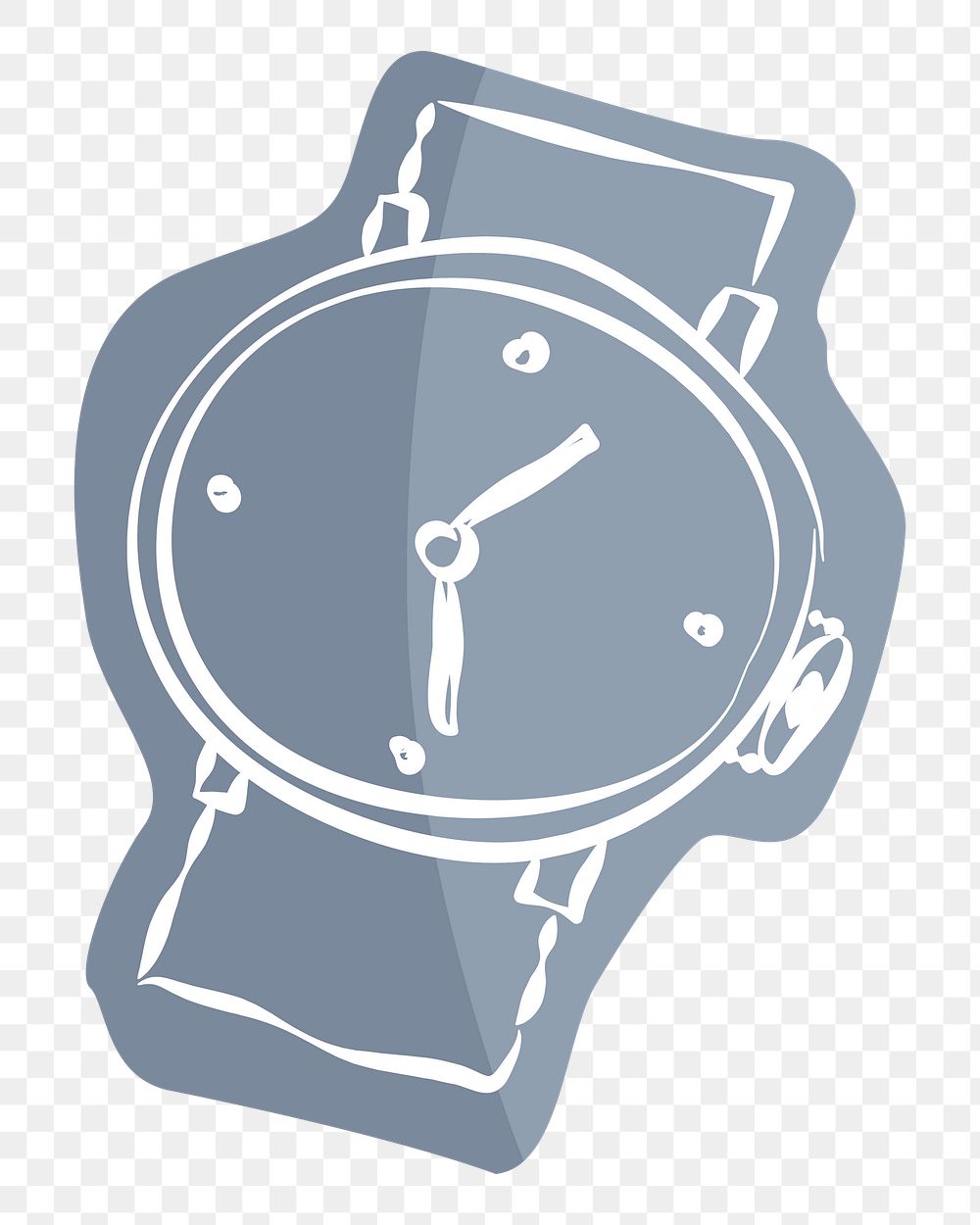 Png gray watch hand drawn sticker, transparent background