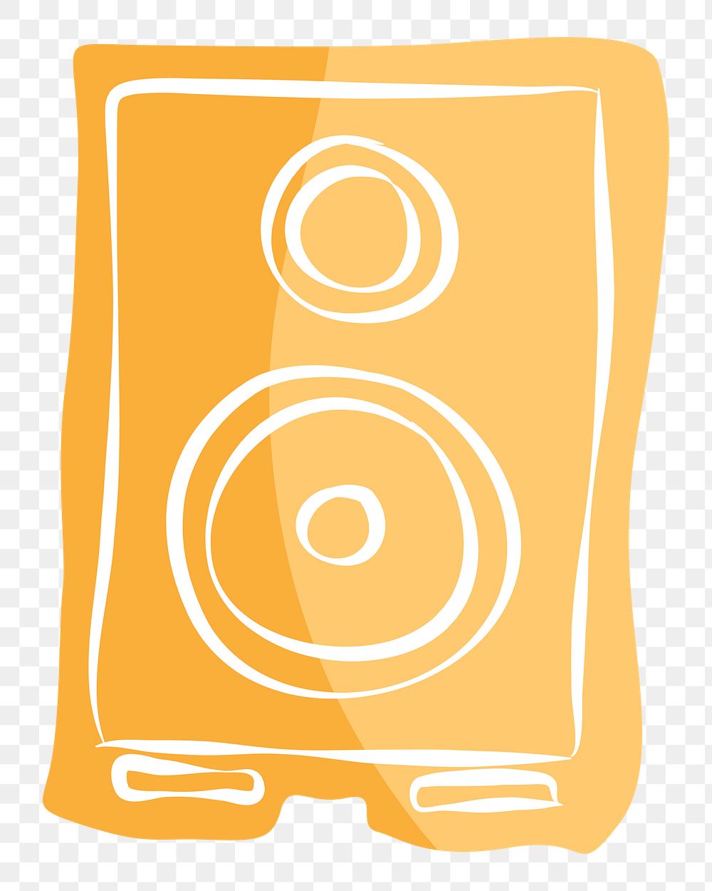 Png yellow loud speaker hand drawn sticker, transparent background
