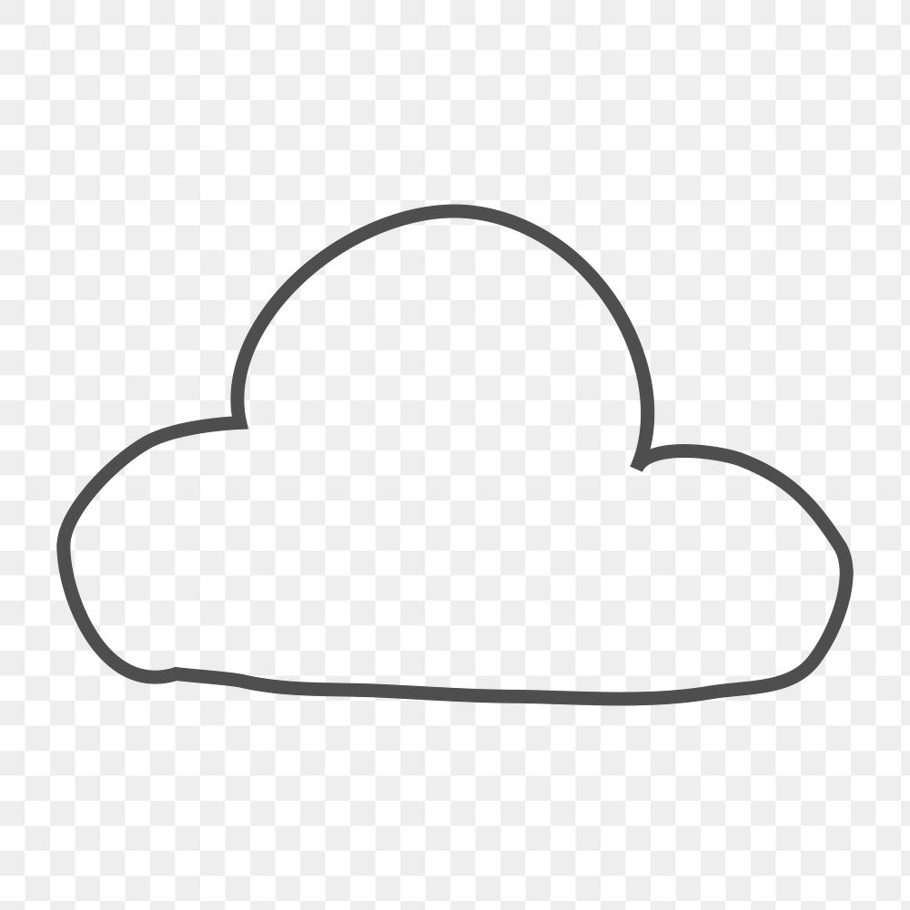 Png simple cloud doodle design element, transparent background