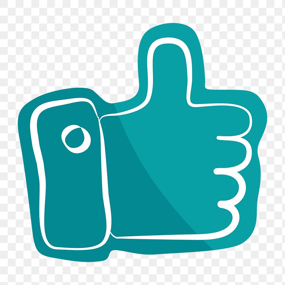 Png thumbs up hand drawn sticker, transparent background