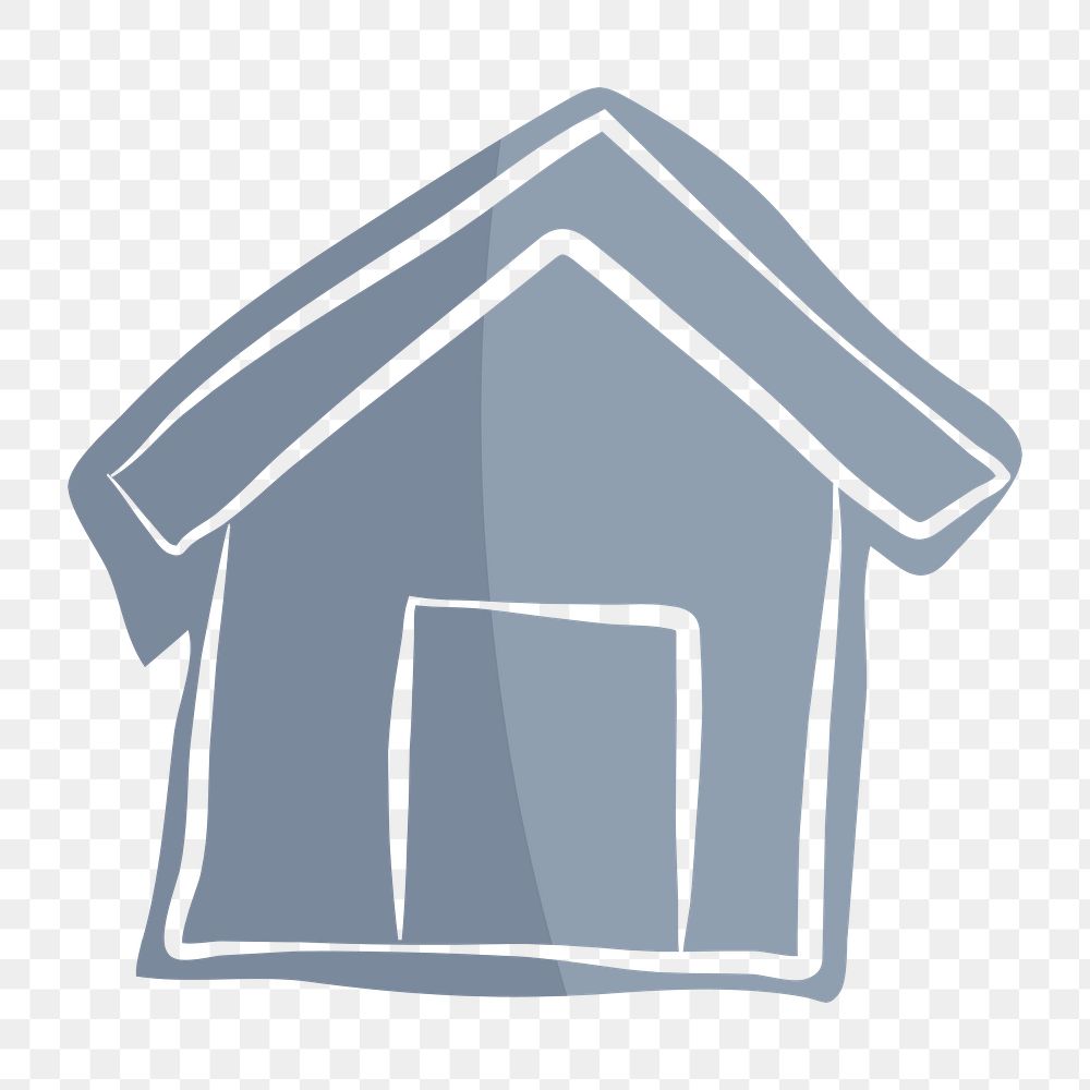 Png gray home hand drawn sticker, transparent background