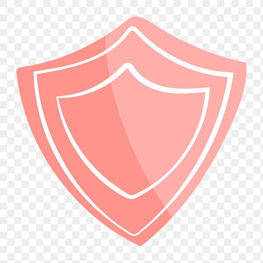 Png pink protection shield hand drawn sticker, transparent background