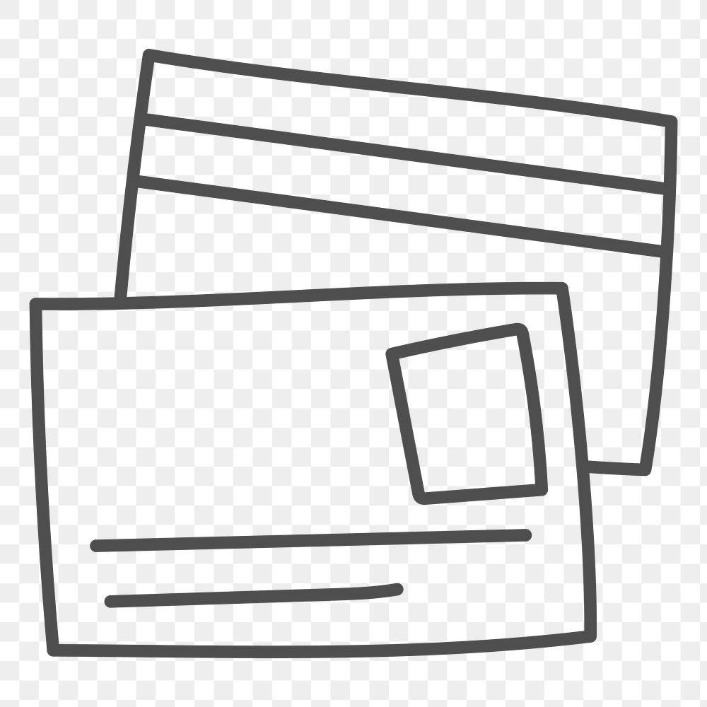 Png simple ID card doodle icon, transparent background