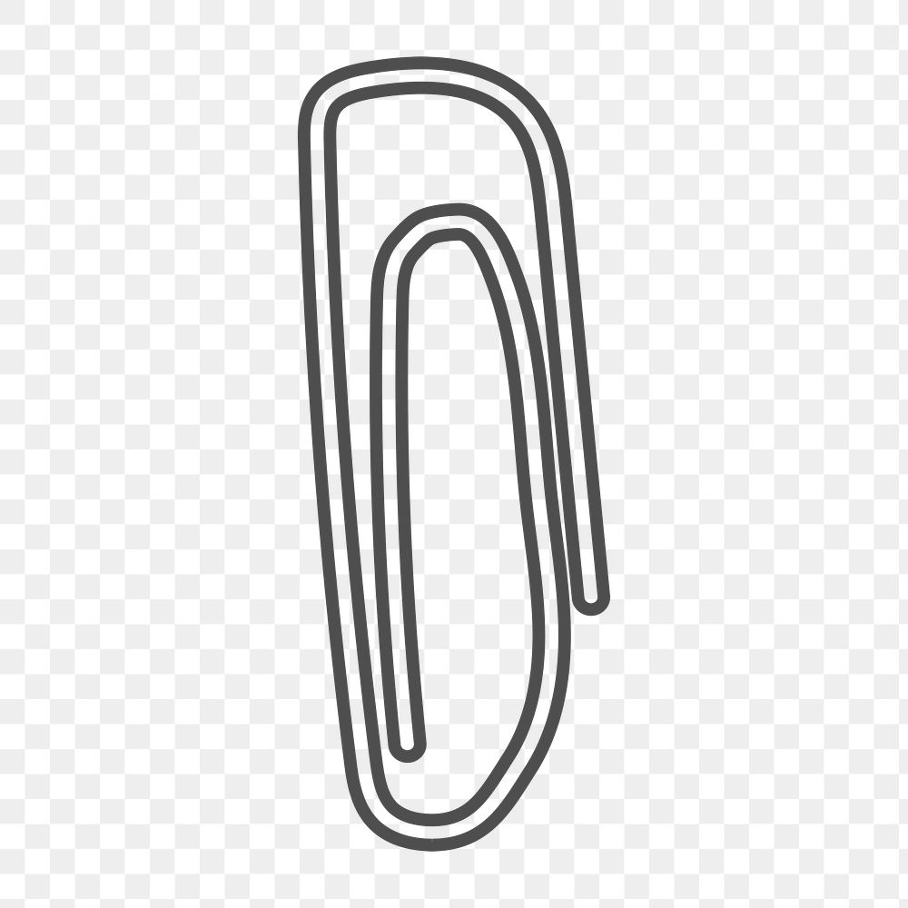 Png simple paper clip doodle icon, transparent background